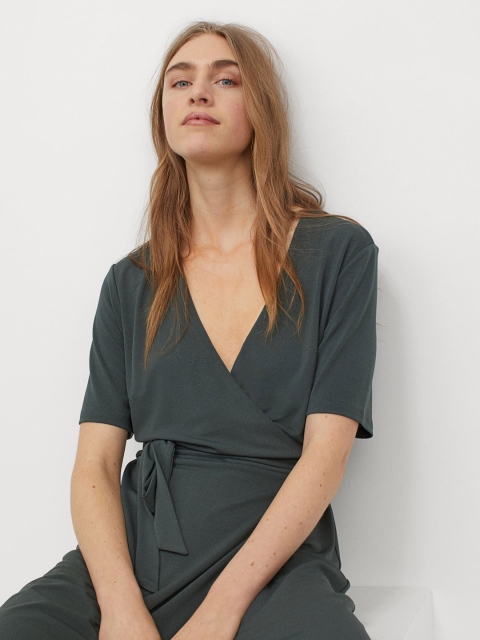

H&M Women Green Wrap Dress