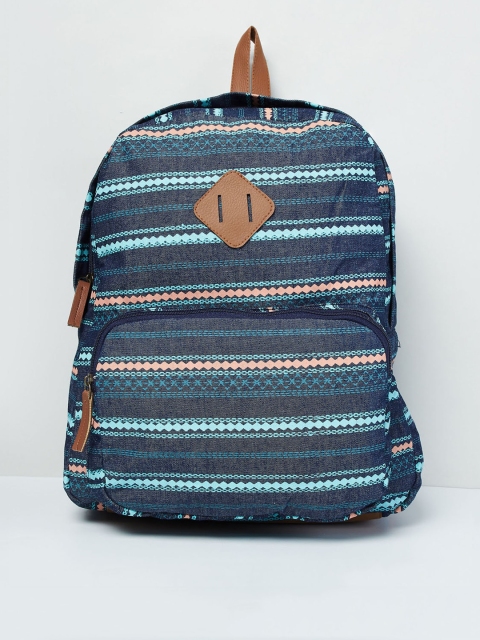

max Women Blue & Brown Striped Backpack