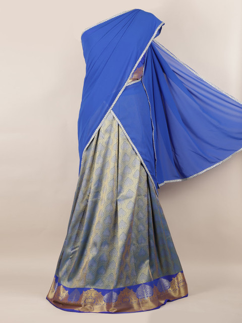 

Pothys Blue Printed Poly Chiffon Half Saree