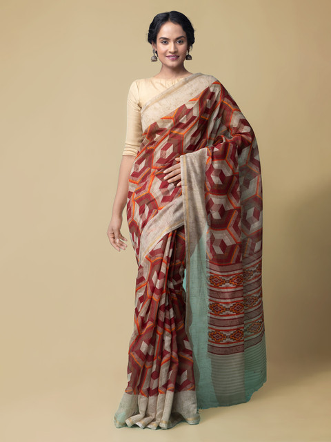 

Unnati Silks Women Multicoloured Digital Printed Chanderi Sico Saree, Multi
