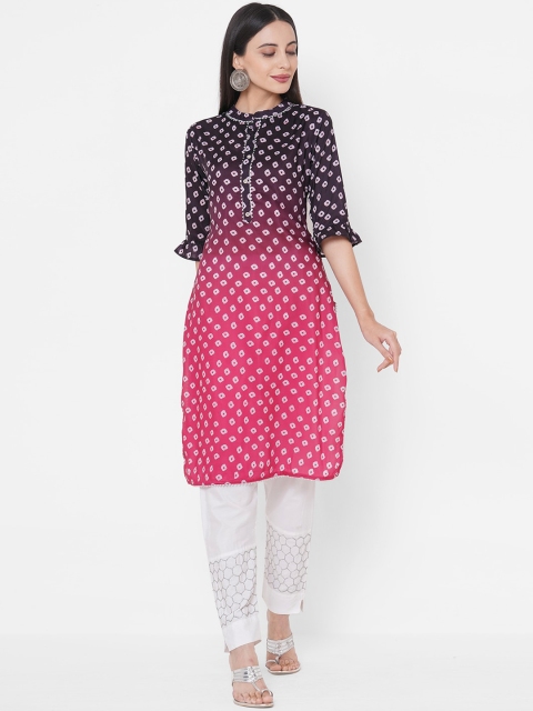 FASHOR Women Multicoloured Dyed Straight Kurta, Multi