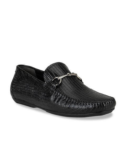 

ROSSO BRUNELLO Men Black Textured Leather Formal Loafers