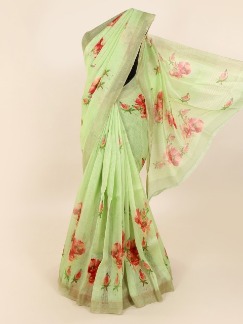 

Pothys Green Printed Pure Silk Saree