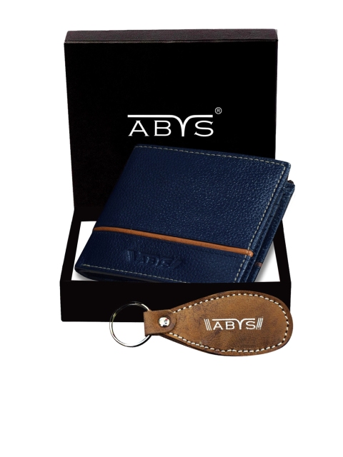 

ABYS Men Blue & Brown Solid Genuine Leather Accessory Gift Set