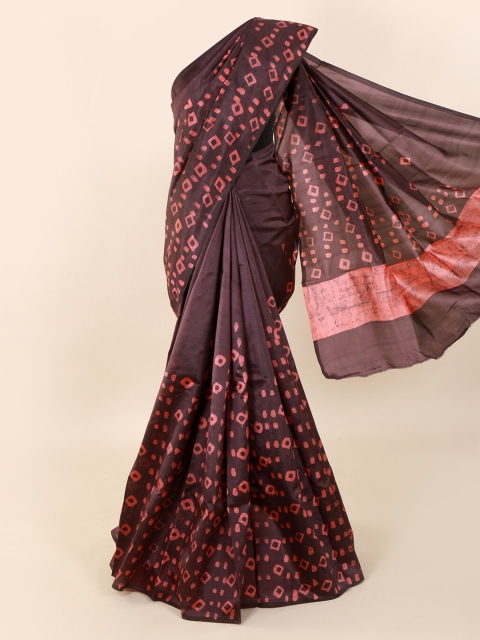 

Pothys Brown & Pink Pure Silk Batik Printed Saree