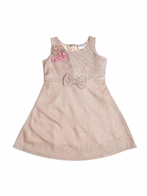 

Doodle Girls Gold-Toned Solid Fit and Flare Dress