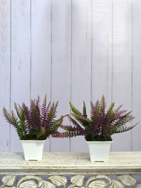 

fancy mart Set Of 2 Purple & Green Artificial Christmas Leaves In Gamla