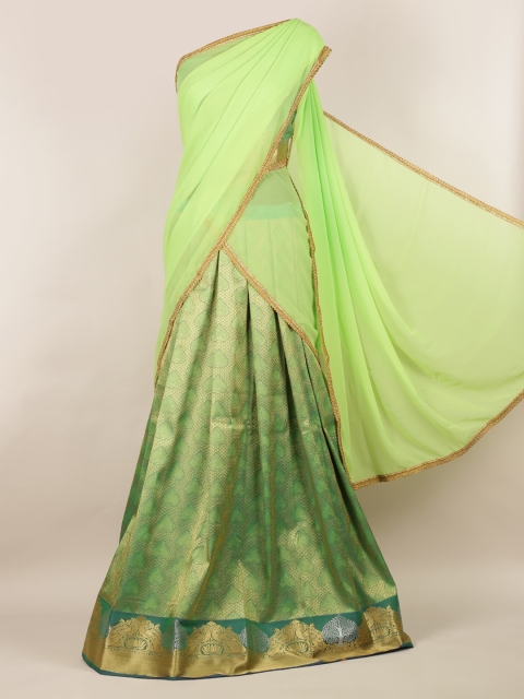 

Pothys Green Woven Design Poly Chiffon Half Saree