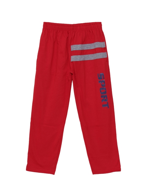 

SWEET ANGEL Boys Red & Navy Blue Solid Straight-Fit Track Pants