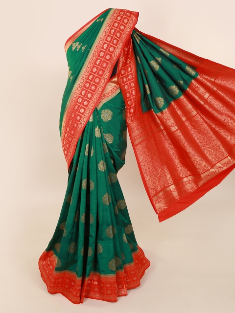 

Pothys Green & Red Pure Silk Woven Design Saree