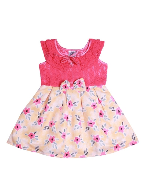 

Doodle Infant Girls Yellow & Pink Floral Printed Fit and Flare Dress