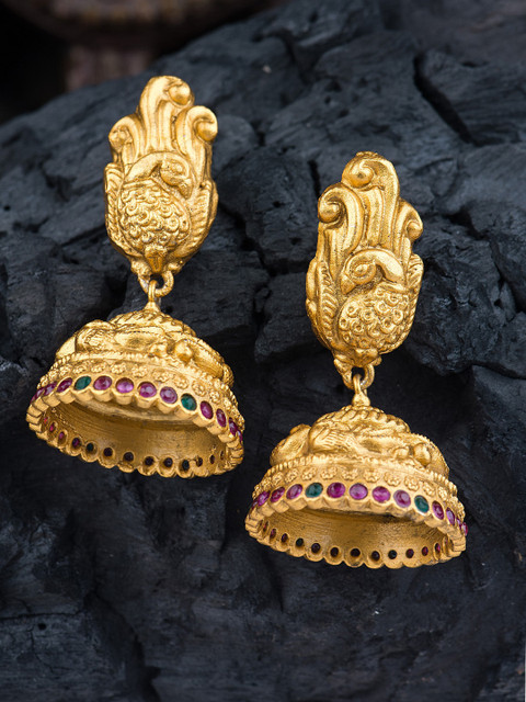 

Alankruthi Gold Plated Oxidised Dome Shaped Jhumkas