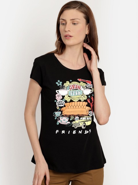 

Free Authority Women Black FRIENDS Printed Round Neck T-shirt