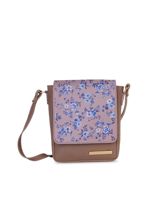 

Lapis O Lupo Peach-Coloured & Blue Floral Printed Sling Bag