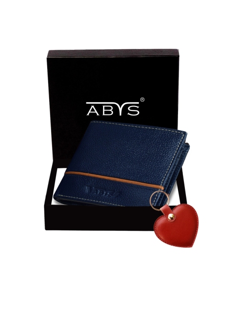 

ABYS Men Solid Genuine Leather Accessory Gift Set, Blue