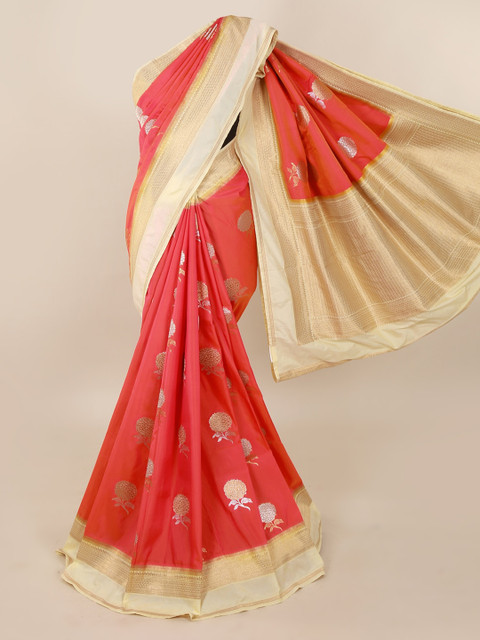 

Pothys Red & Gold-Toned Pure Silk Woven Design Saree