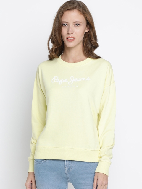 Pepe Jeans Women Yellow Printed Sweatshirt