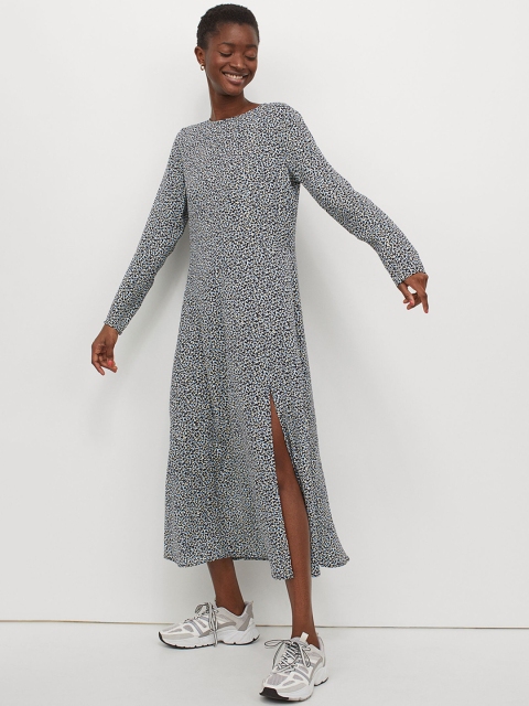 

H&M Women Blue Front Slit Maxi Dress