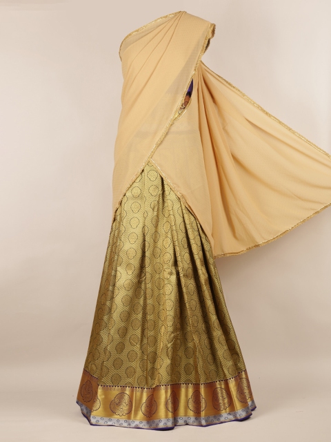 

Pothys Cream-Coloured Solid Poly Chiffon Half Saree