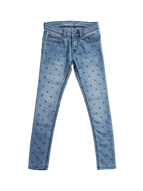 

Pepe Jeans Girls Blue Regular Fit Mid-Rise Printed Clean Look Jeans