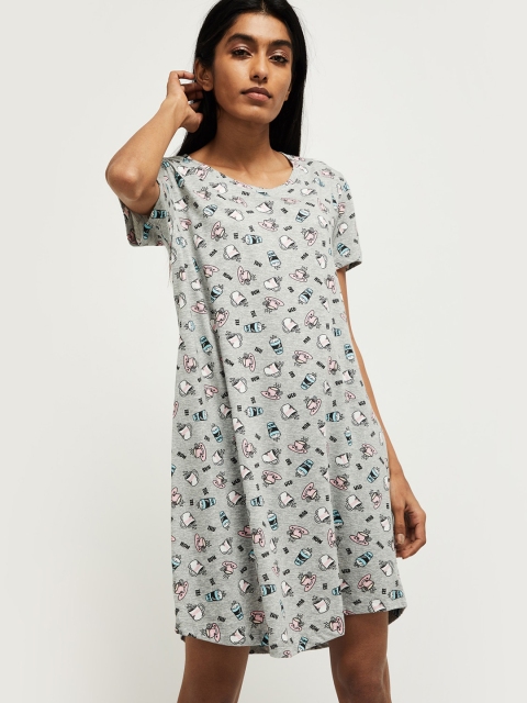 

max Grey Melange Printed Nightdress