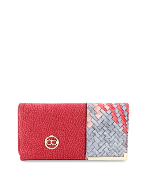 

GIO COLLECTION Women Red & Blue Colourblocked Two Fold Wallet