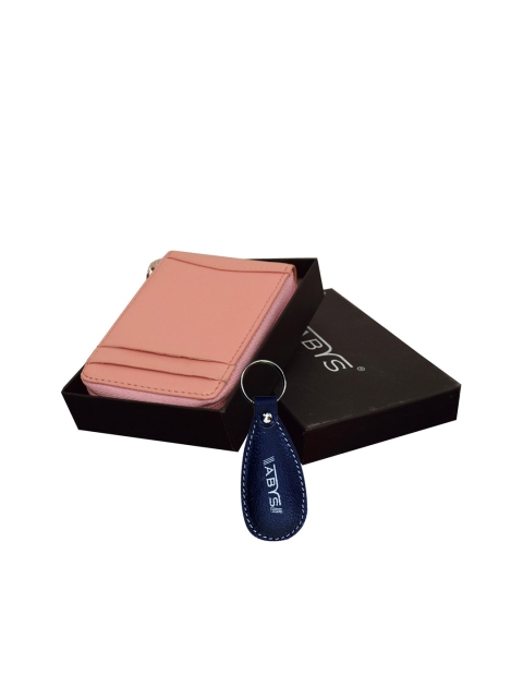 

ABYS Unisex Pink & Navy Blue Solid Leather Accessory Gift Set