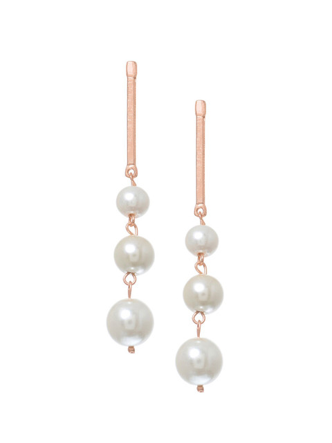 

FabAlley White Gold-Plated Teardrop Shaped Drop Earrings