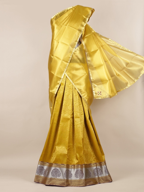 

Pothys Gold-Toned Solid Poly Chiffon Half Saree