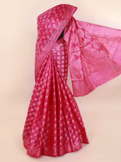 

Pothys Magenta Pure Silk Woven Design Tussar Saree