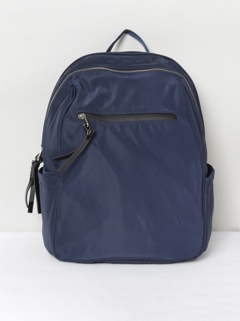 

max Women Navy Blue & Black Solid Backpack