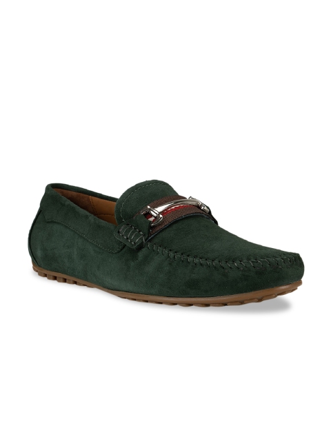 

ROSSO BRUNELLO Men Green Solid Formal Loafers