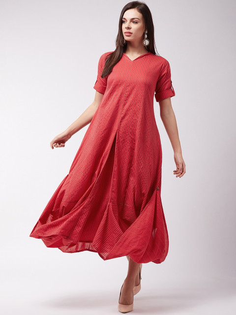 

InWeave Women Red Striped Maxi Dress