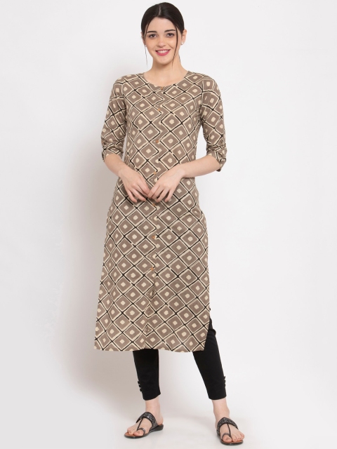 

ALC Creations Women Brown Geometric Printed Kurta