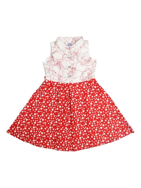 

Doodle Girls Red Printed Fit and Flare Dress