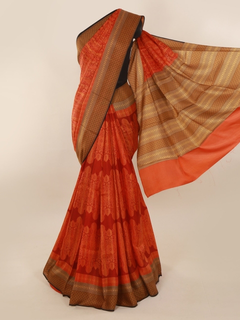 

Pothys Red Pure Silk Printed Bagh Saree