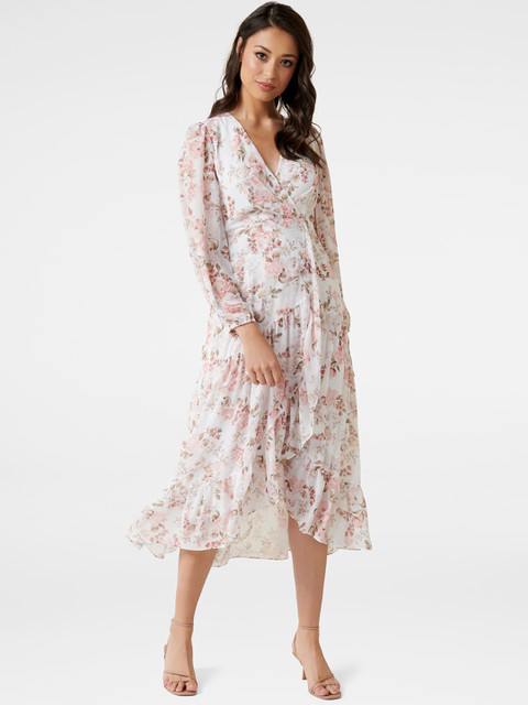 

Forever New Women White Printed Wrap Dress
