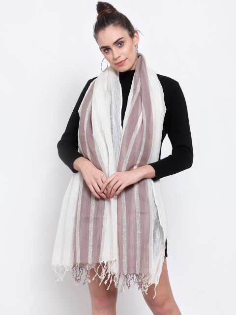

J Style Women Brown & White Striped Stole