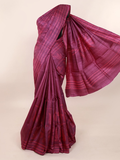 

Pothys Magenta Batik Printed Pure Silk Saree