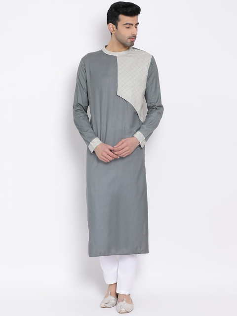 

DEVOILER Men Grey Woven Design Straight Kurta