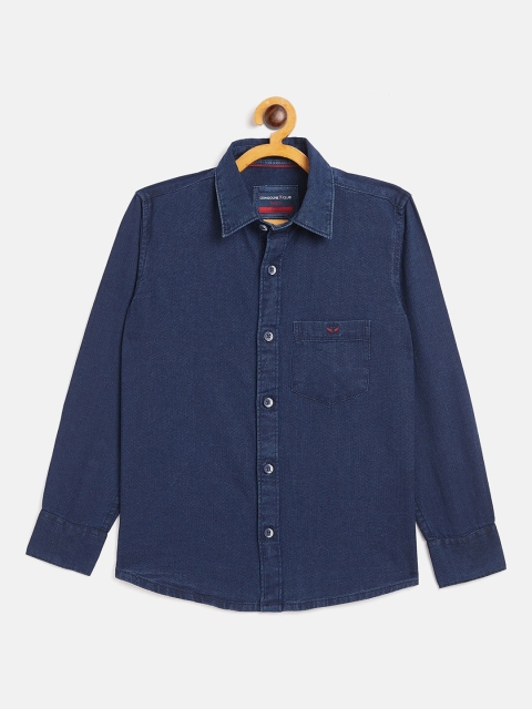 

Crimsoune Club Boys Navy Blue Slim Fit Solid Cotton Casual Shirt