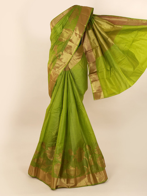 

Pothys Green Pure Silk Woven Design Tussar Saree