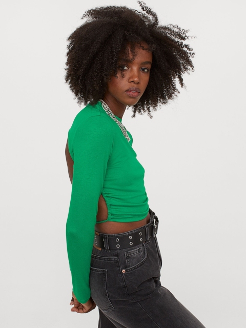 

H&M Women Green Open Back Top