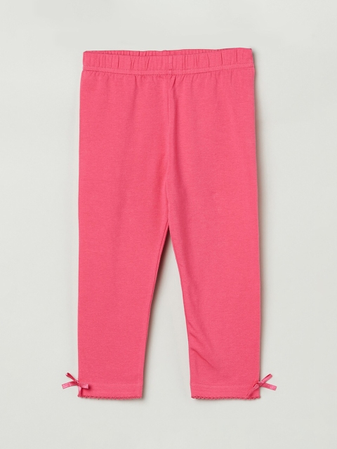 

max Girls Pink Solid Ankle-Length Leggings
