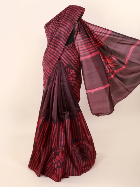 

Pothys Maroon Striped Pure Silk Saree