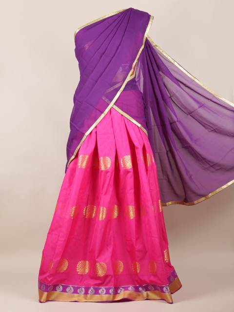 

Pothys Purple & Pink Poly Chiffon Printed Half Saree