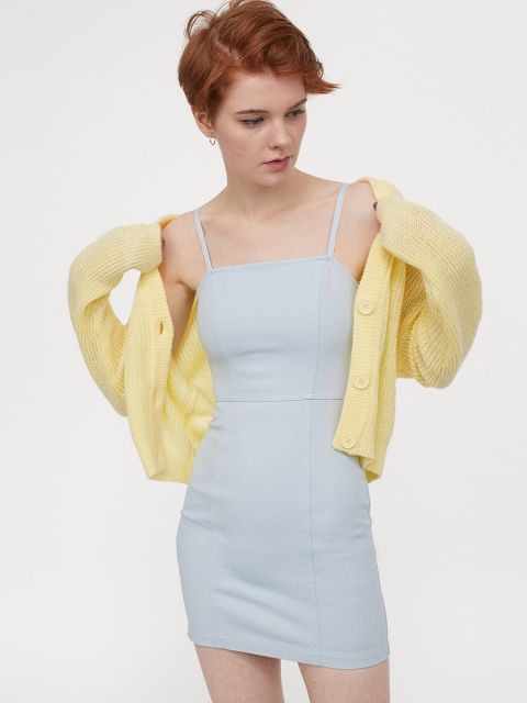 

H&M Women Blue Fitted Twill Dress