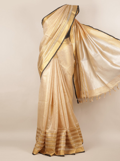 

Pothys Beige Solid Linen Blend Saree