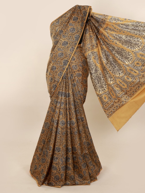 

Pothys Mustard Pure Silk Printed Bagh Saree