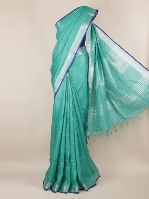 

Pothys Green Solid Linen Blend Saree